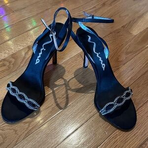 Nina Black Heels with Silver Accents